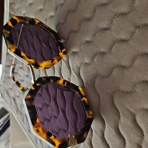 Karen Walker Tortoiseshell Octagonal Sunglasses with Gold Accents